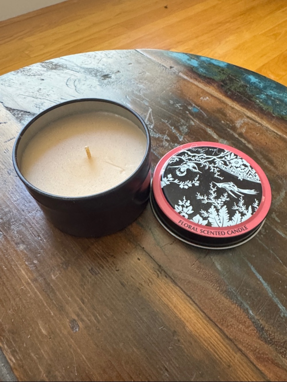 Vera Bradley Pink and Black Floral Scented Tin Candle